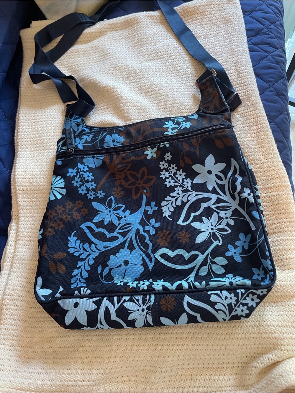Vera Bradley Blue & Brown Floral Crossbody Bag